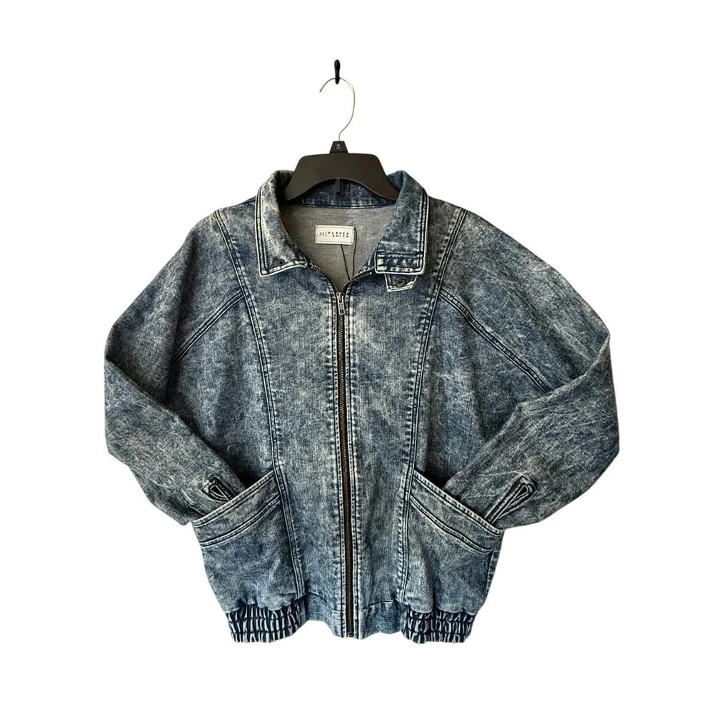 Parker Smith Denim Full Zip Jacket Vintage Inspired Acid Wash Blue Finish Womens - Picture 12 of 12